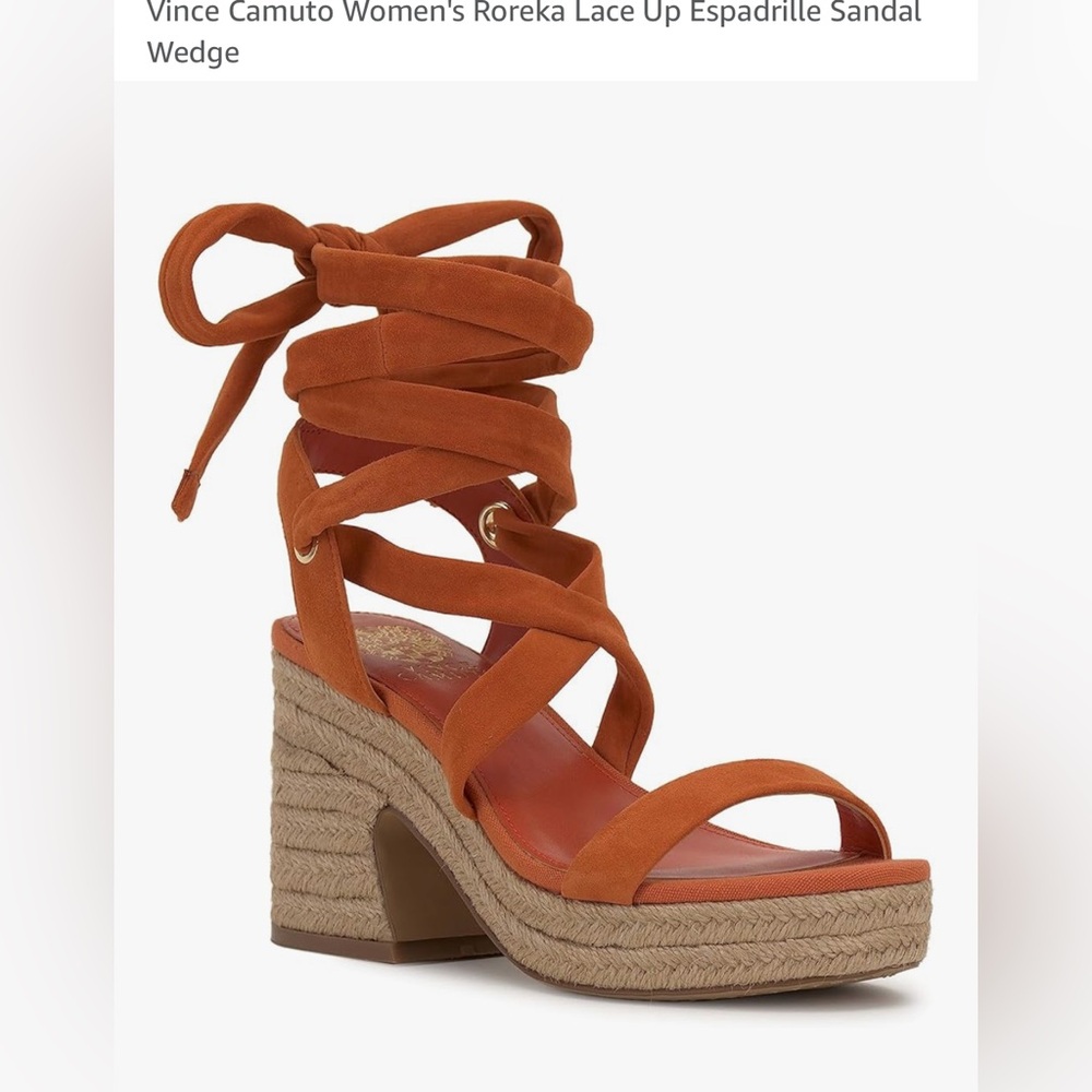 NIB Vince Camuto Orange Espadrille -platform Strappy Sandals Apricot